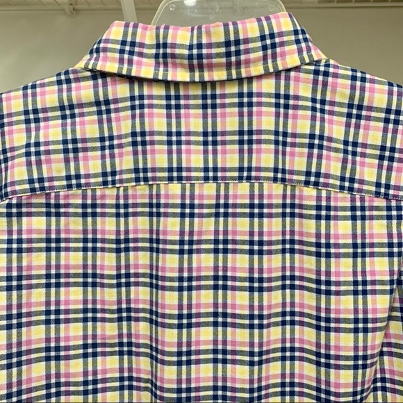 Mens Daniel Cremieux Shirt Plaid Short Sleeve Yellow Navy Pink Button Down XLT - Picture 8 of 9